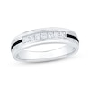 Thumbnail Image 1 of Now + Forever Men's Diamond & Black Enamel Stripe Wedding Band 1/5 ct tw 10K White Gold