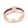 Thumbnail Image 1 of Now + Forever Men's Blue Sapphire & Diamond Wedding Band 1/5 ct tw 10K Rose Gold