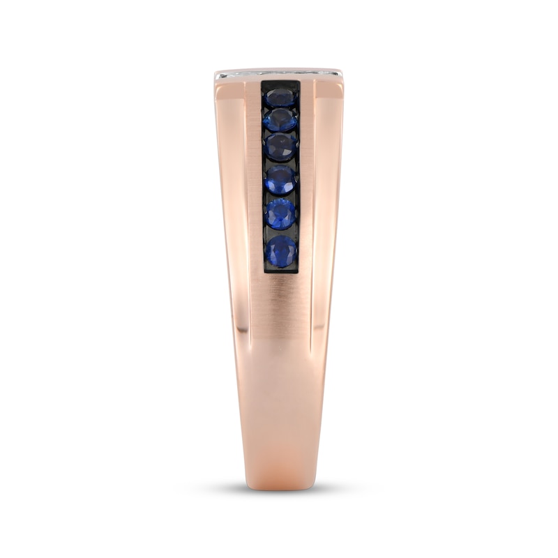 Main Image 2 of Now + Forever Men's Blue Sapphire & Diamond Wedding Band 1/5 ct tw 10K Rose Gold