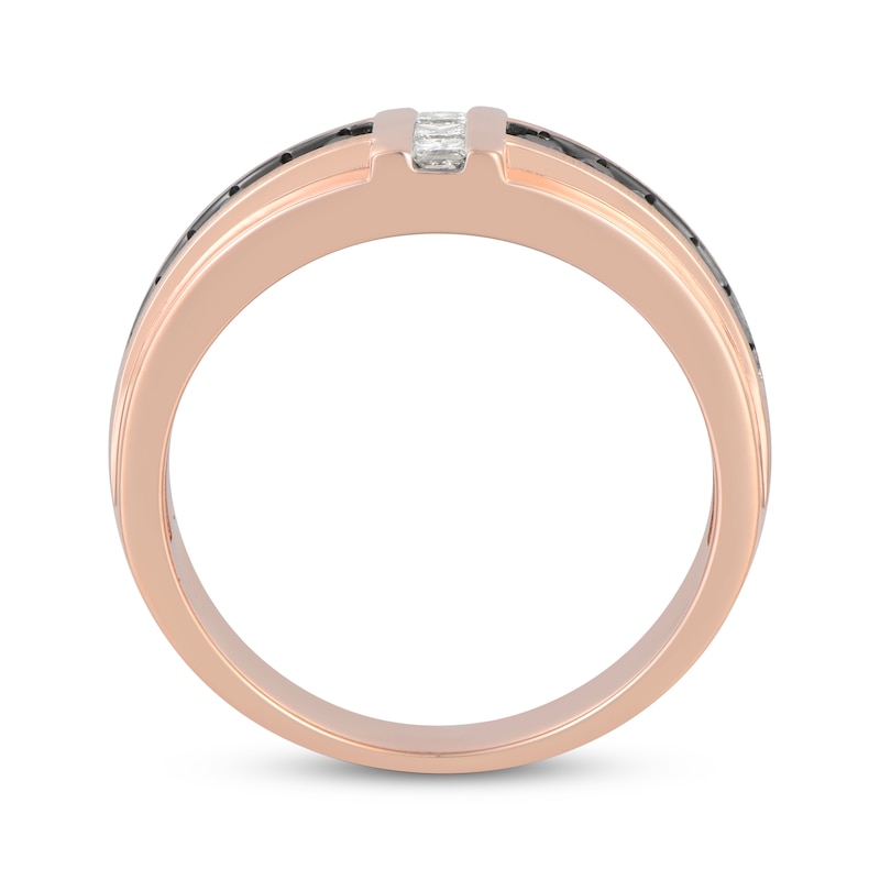Main Image 3 of Now + Forever Men's Blue Sapphire & Diamond Wedding Band 1/5 ct tw 10K Rose Gold