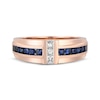 Thumbnail Image 4 of Now + Forever Men's Blue Sapphire & Diamond Wedding Band 1/5 ct tw 10K Rose Gold