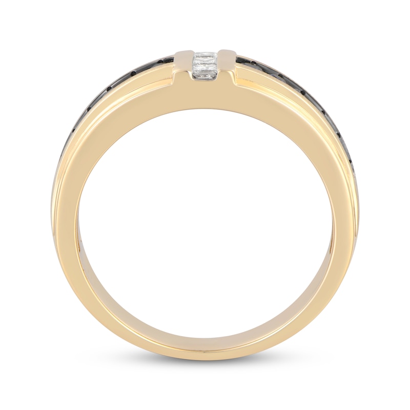 Main Image 3 of Now + Forever Men's Blue Sapphire & Diamond Wedding Band 1/5 ct tw 10K Yellow Gold