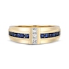 Thumbnail Image 4 of Now + Forever Men's Blue Sapphire & Diamond Wedding Band 1/5 ct tw 10K Yellow Gold