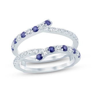 Now + Forever Natural Blue Sapphire & Diamond Enhancer Ring 1/2 ct tw 14K White Gold