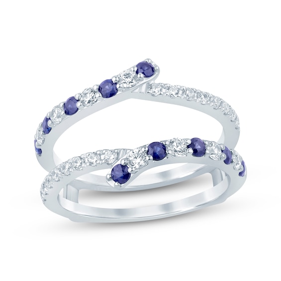 Now + Forever Natural Blue Sapphire & Diamond Enhancer Ring 1/2 ct tw 14K White Gold