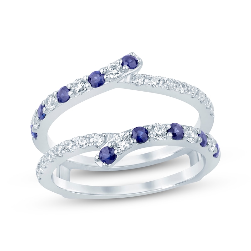 Main Image 1 of Now + Forever Natural Blue Sapphire & Diamond Enhancer Ring 1/2 ct tw 14K White Gold