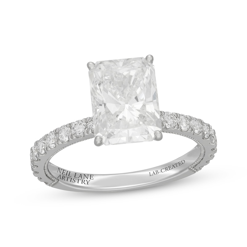 Main Image 1 of Neil Lane Artistry Radiant-Cut Lab-Grown Diamond Engagement Ring 3-5/8 ct tw 14K White Gold