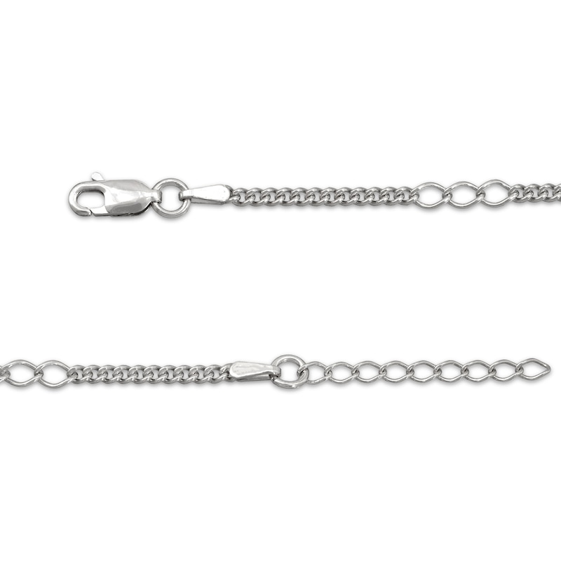 Main Image 2 of Open Link Station Curb Chain Anklet Solid Sterling Silver 10"
