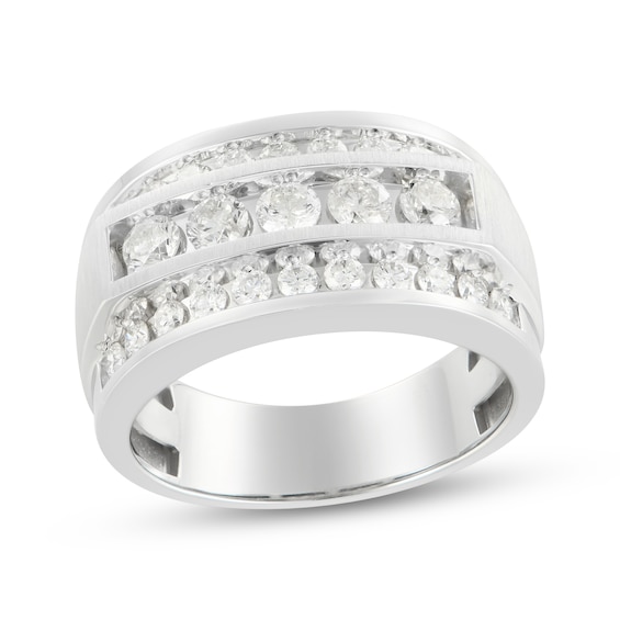 Men's Diamond Three-Row Ring 1-1/2 ct tw 10K White Gold
