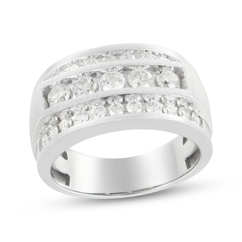 Main Image 1 of Men's Diamond Three-Row Ring 1-1/2 ct tw 10K White Gold