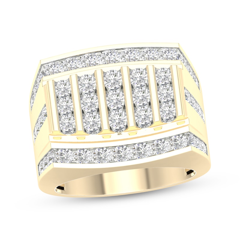 Main Image 1 of Men's Lab-Grown Diamond Five-Row Ring 2-1/2 ct tw 10K Yellow Gold