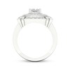 Thumbnail Image 4 of Men's Square-Cut Lab-Grown Diamond Double Cushion Halo Ring 2 ct tw 10K White Gold