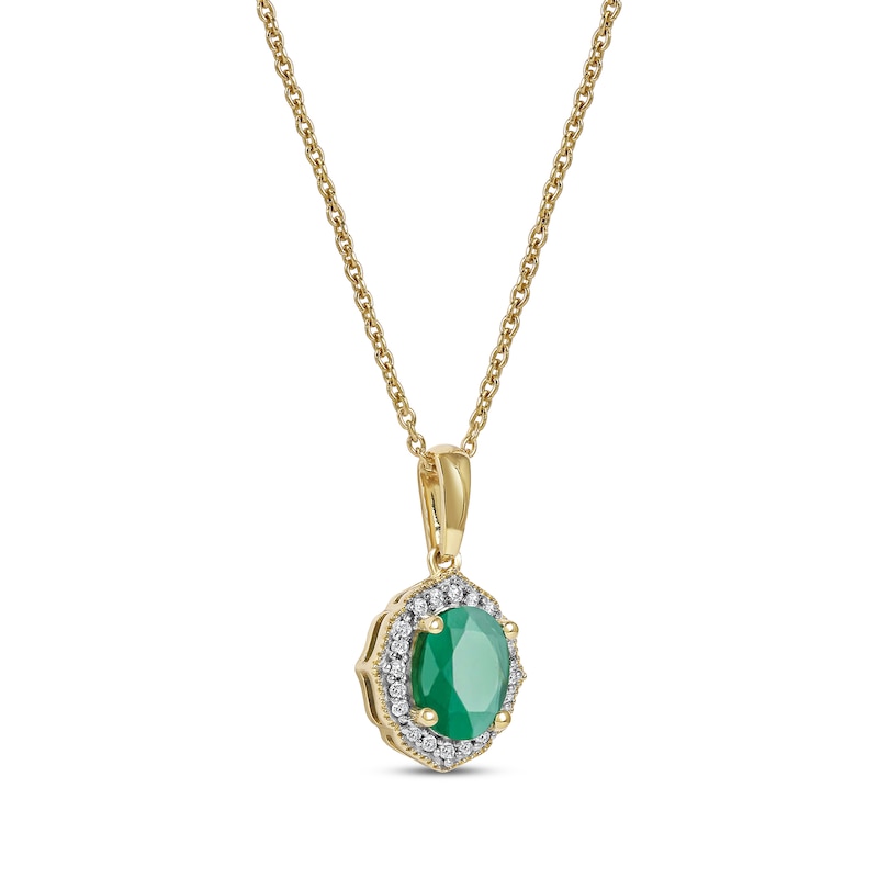 Main Image 2 of Emerald & Diamond Necklace 1/20 ct tw 10 Yellow Gold 18&quot;