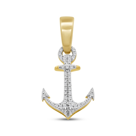 Men's Diamond Anchor Charm 1/10 ct tw 10K Yellow Gold