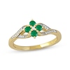 Thumbnail Image 1 of Emerald & Diamond Flower Ring 1/20 ct tw 10K Yellow Gold