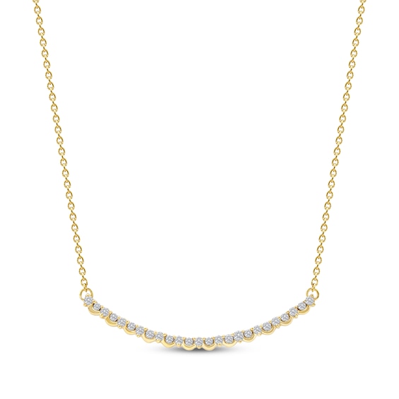 Diamond Smile Necklace 1/6 ct tw 10K Yellow Gold 18"