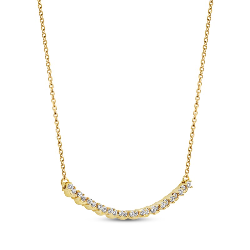 Main Image 2 of Diamond Smile Necklace 1/6 ct tw 10K Yellow Gold 18"