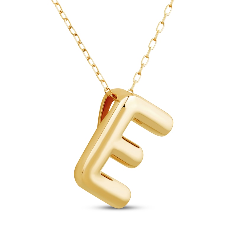 Main Image 2 of Puff Letter E Initial Necklace 14K Yellow Gold 18&quot;
