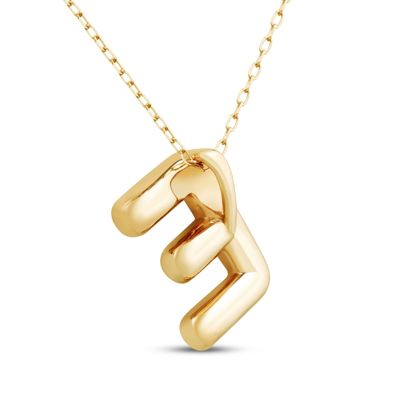 Main Image 3 of Puff Letter E Initial Necklace 14K Yellow Gold 18&quot;