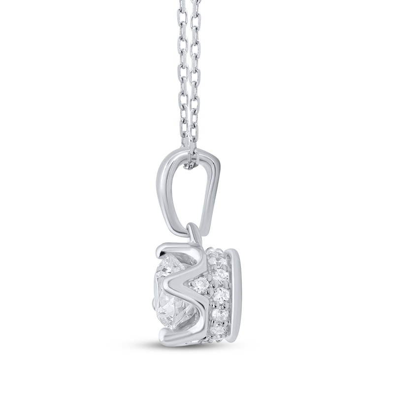 Main Image 2 of Round-Cut Diamond Solitaire Hidden Halo Necklace 1/2 ct tw 10K White Gold 18&quot; (I/I3)