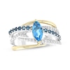 Thumbnail Image 1 of Marquise-Cut Swiss Blue Topaz, London Blue Topaz & Diamond Crossover Ring 1/5 ct tw Sterling Silver & 10K Yellow Gold