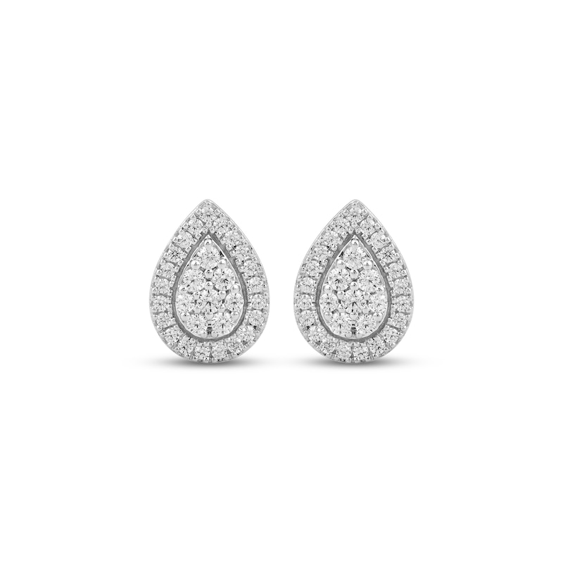 Main Image 2 of Multi-Diamond Teardrop Halo Stud Earrings 1/5 ct tw 10K White Gold