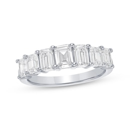 Lab-Grown Diamonds Emerald-Cut Seven-Stone Anniversary Ring 2 ct tw 10K White Gold