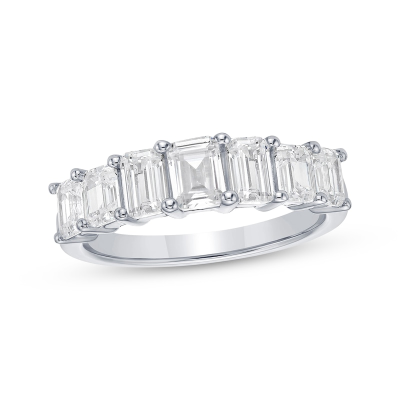Main Image 1 of Lab-Grown Diamonds Emerald-Cut Seven-Stone Anniversary Ring 2 ct tw 10K White Gold