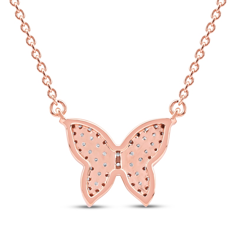 Main Image 3 of Diamond Butterfly Necklace 1/6 ct tw 10K Rose Gold 18&quot;