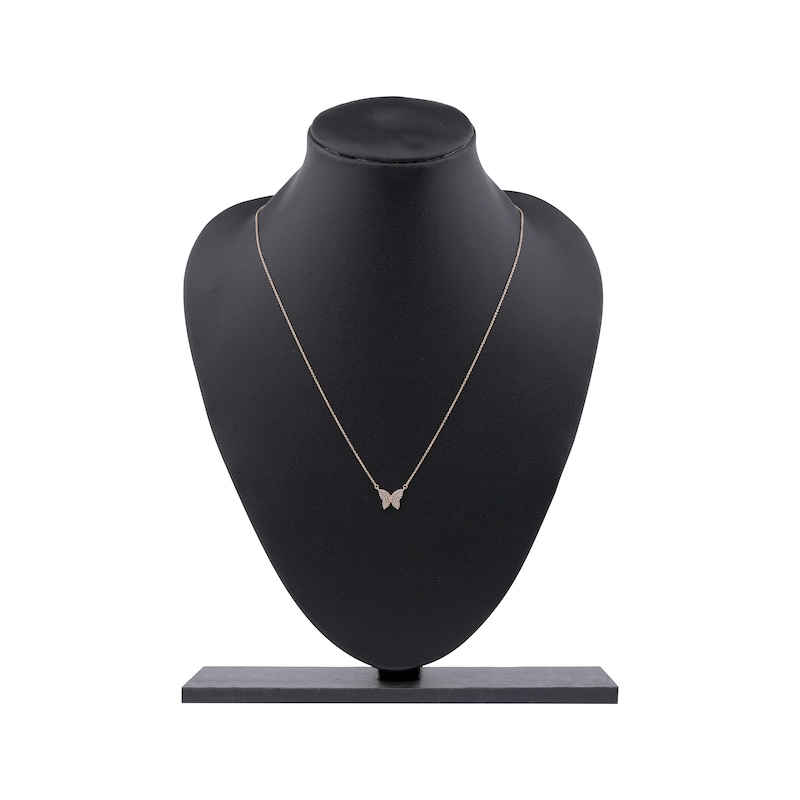 Main Image 5 of Diamond Butterfly Necklace 1/6 ct tw 10K Rose Gold 18&quot;