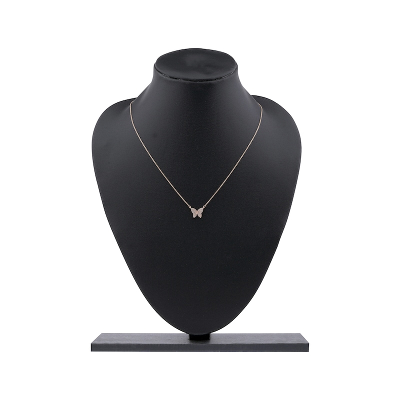 Main Image 6 of Diamond Butterfly Necklace 1/6 ct tw 10K Rose Gold 18&quot;