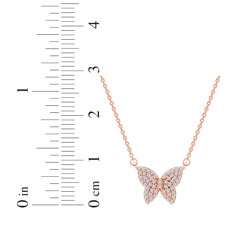 Main Image 7 of Diamond Butterfly Necklace 1/6 ct tw 10K Rose Gold 18&quot;