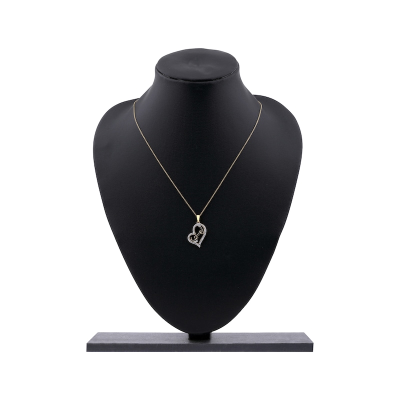 Main Image 5 of Diamond Arabic &quot;Mother&quot; Heart Necklace 1/4 ct tw 10K Yellow Gold 18&quot;