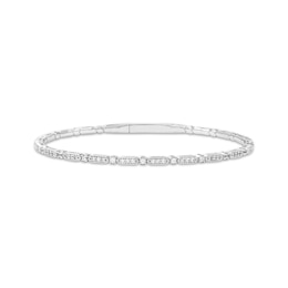 Diamond Station Flex Bangle Bracelet 1/3 ct tw 10K White Gold 7"