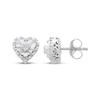 Thumbnail Image 1 of Multi-Diamond Heart-Shaped Halo Stud Earrings 1/8 ct tw Sterling Silver