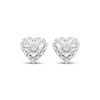 Thumbnail Image 2 of Multi-Diamond Heart-Shaped Halo Stud Earrings 1/8 ct tw Sterling Silver