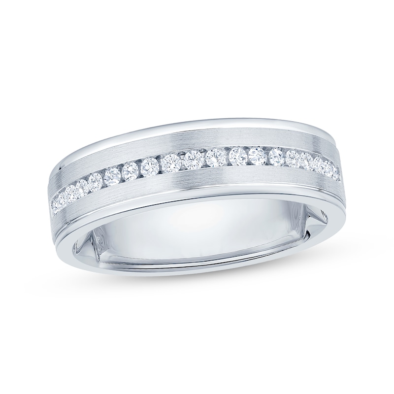 Main Image 1 of Now + Forever Men's Diamond Brushed Finish Wedding Band 1/3 ct tw 10K White Gold