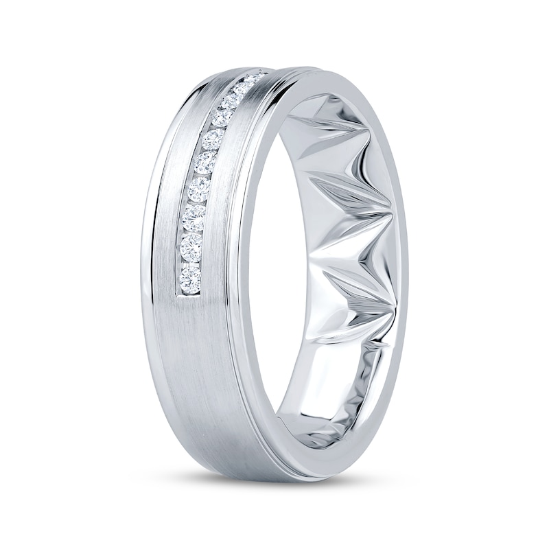 Main Image 2 of Now + Forever Men's Diamond Brushed Finish Wedding Band 1/3 ct tw 10K White Gold