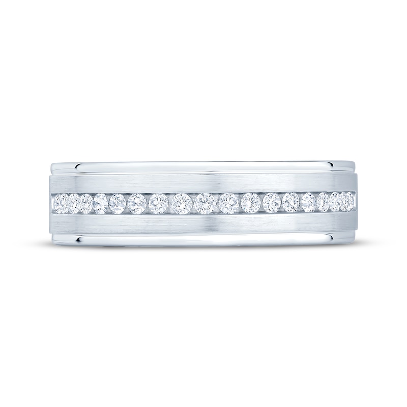 Main Image 3 of Now + Forever Men's Diamond Brushed Finish Wedding Band 1/3 ct tw 10K White Gold