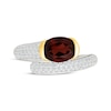 Thumbnail Image 4 of Oval-Cut Garnet & White Lab-Created Sapphire Bypass Ring Sterling Silver & 10K Yellow Gold