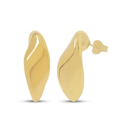 Sculpted Curve Earrings Hollow 14K Yellow Gold