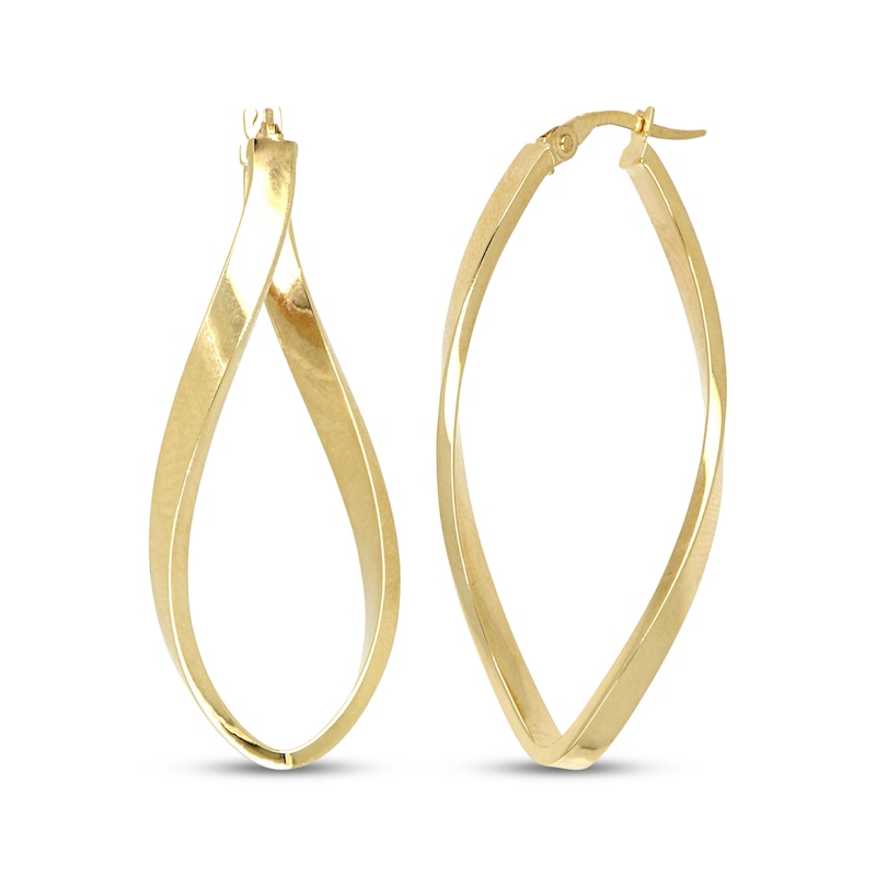 Main Image 3 of Twist Hoop Earrings 10K Yellow Gold