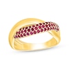 Thumbnail Image 1 of Lab-Created Ruby Crossover Ring 10K Yellow Gold