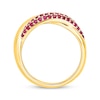 Thumbnail Image 3 of Lab-Created Ruby Crossover Ring 10K Yellow Gold