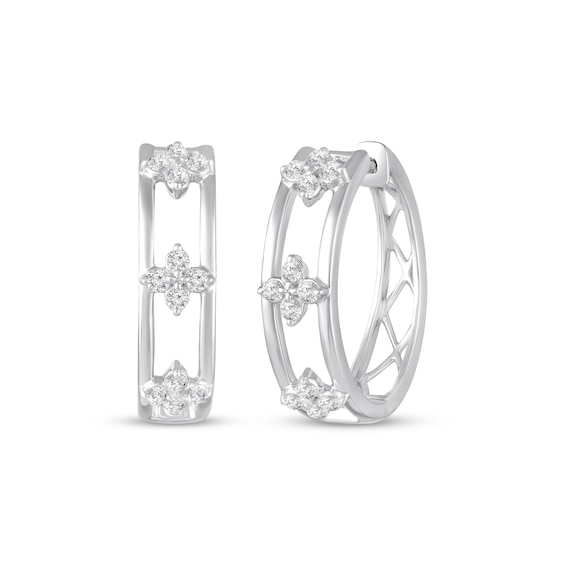 STUDIO BY KAY White Lab-Created Sapphire Clover Hoop Earrings Sterling Silver