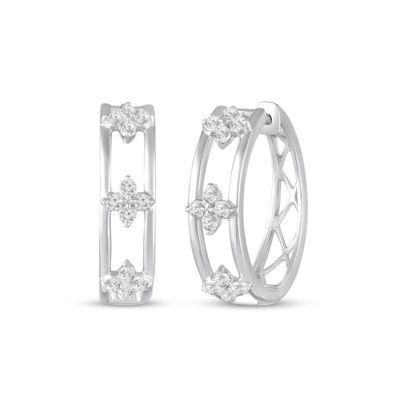 Main Image 1 of STUDIO BY KAY White Lab-Created Sapphire Clover Hoop Earrings Sterling Silver