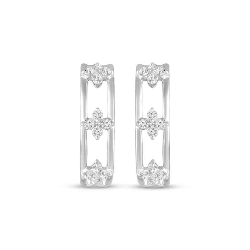 Main Image 2 of STUDIO BY KAY White Lab-Created Sapphire Clover Hoop Earrings Sterling Silver