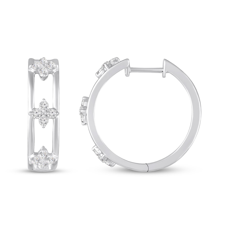 Main Image 3 of STUDIO BY KAY White Lab-Created Sapphire Clover Hoop Earrings Sterling Silver