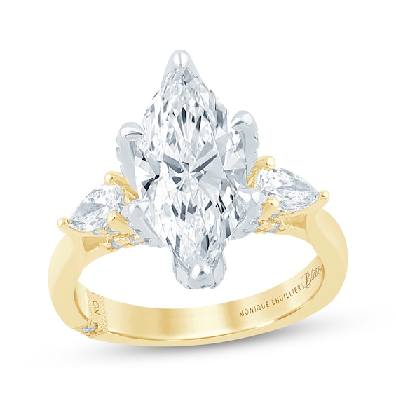 Monique Lhuillier Bliss Marquise-Cut Lab-Grown Diamond Engagement Ring 3-7/8 ct tw 18K Two-Tone Gold