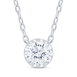 Round-Cut Diamond Solitaire Necklace 1/3 ct tw 10K White Gold 18" (I/I2)